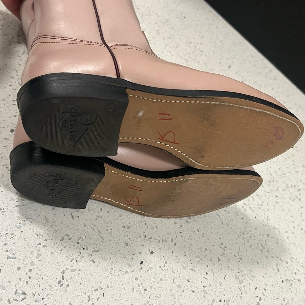 Vintage JUSTIN Diamond J Pearl Leather Roper Cowgirl Cowboy Boots Size 6.5C - Picture 10 of 11